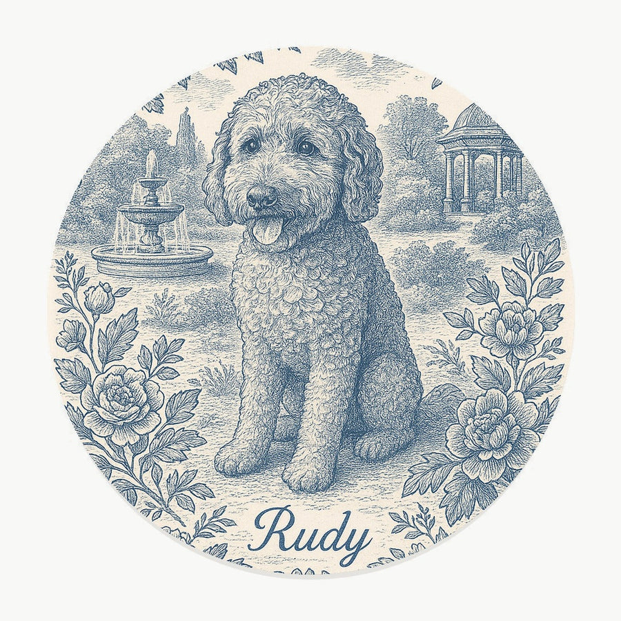 French Toile Pet Coaster (Booth) — design 1